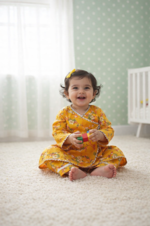Mustard Floral Baby Girl 2-Piece Outfit