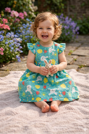 Blue Printed Baby Girl Dress