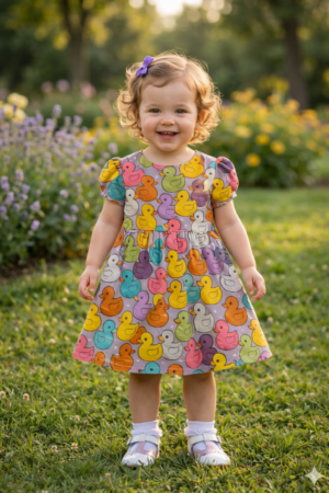 Duck Print Baby Girl Dress