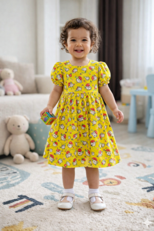 Yellow Printed Baby Girl Dress