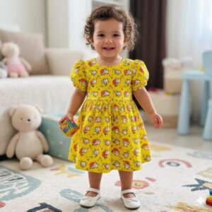 Yellow Printed Baby Girl Frock