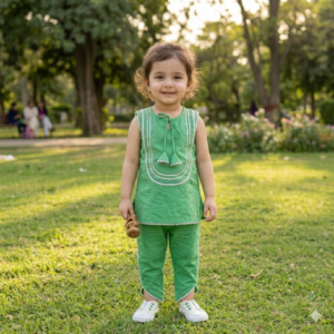 Green Shirt with Tulip Shalwar