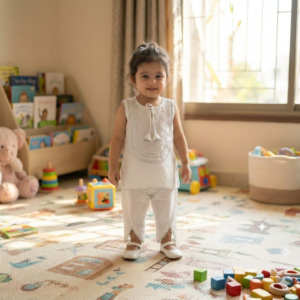 White Shirt with Tulip Shalwar