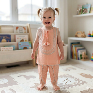 Light Orange Shirt with Tulip Shalwar